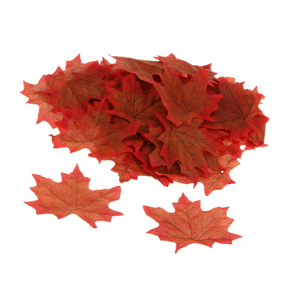 100 x Artificial Fall Silk Leaves Wedding Favor Autumn Maple Leaf Decor