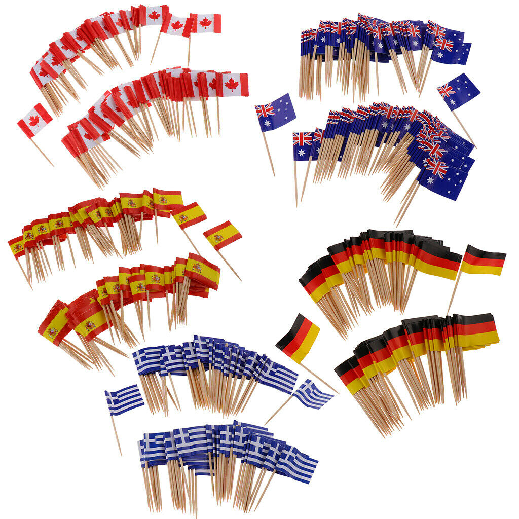 100 x Wedding Creative Flag Toothpicks Cocktail Decor Bar Sports- Canada