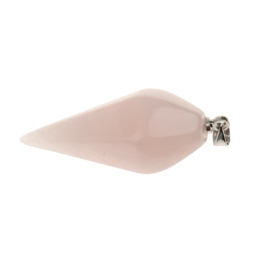Natural Gemstones Hexagonal Pointed Pendant Pink Quartz