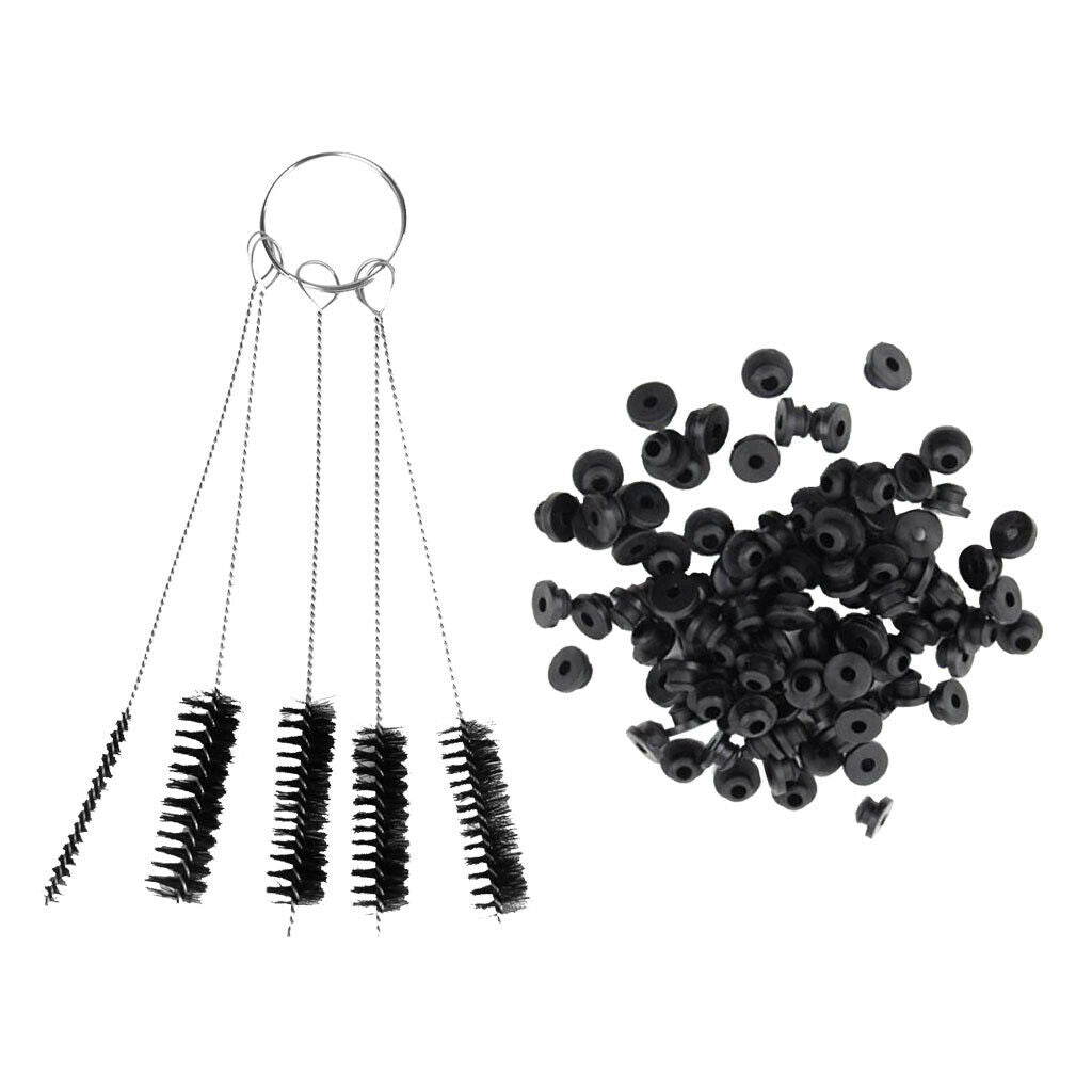 100 Tattoo Rubber Grommets Nipples+Tube Tube Tips Cleaning Brush 5PCS Set