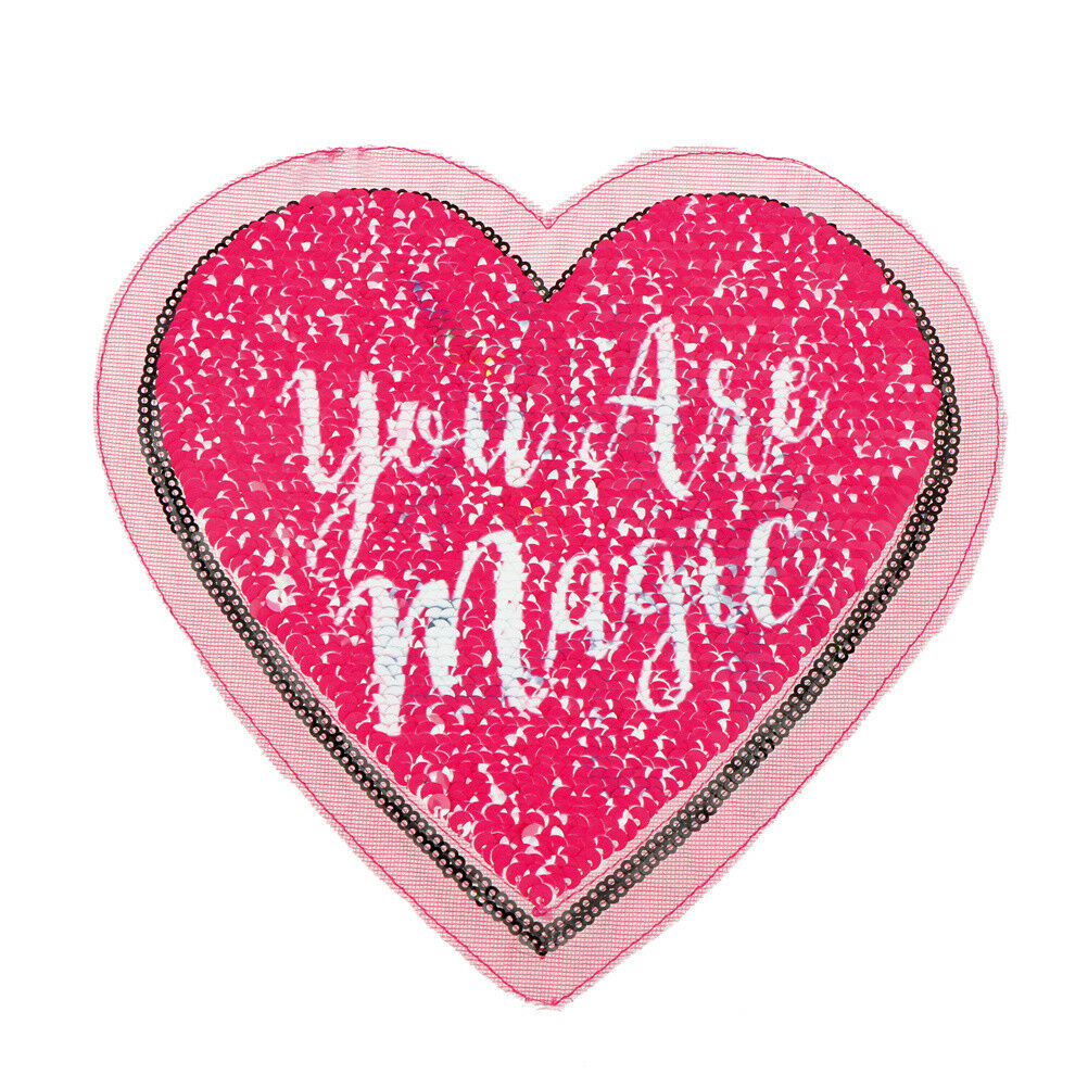 Heart Reversible Sequin Sew On Patches for DIY Clothes Patch Applique B Lt