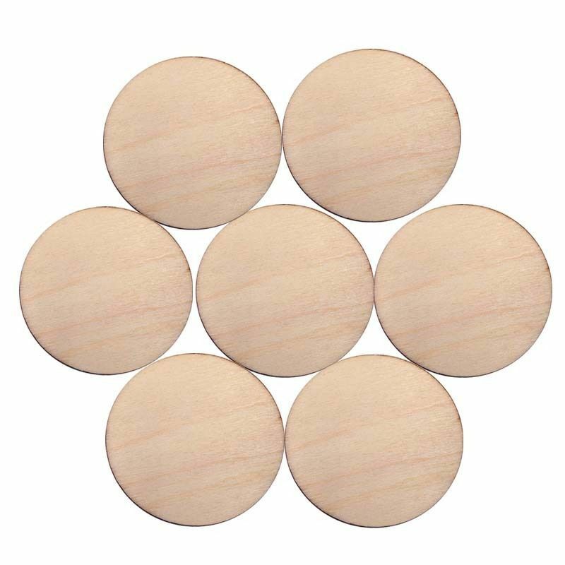 100 Unfinished Wooden Round Discs Embellishments DIY Rustic Art Crafts 20mm