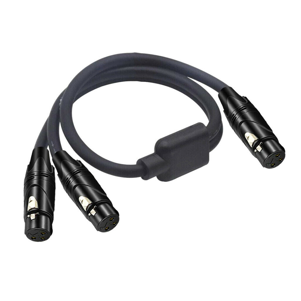 3Pin XLR Female To Dual 2 Female Plug Y Splitter Adaptor Audio Guitar Cable