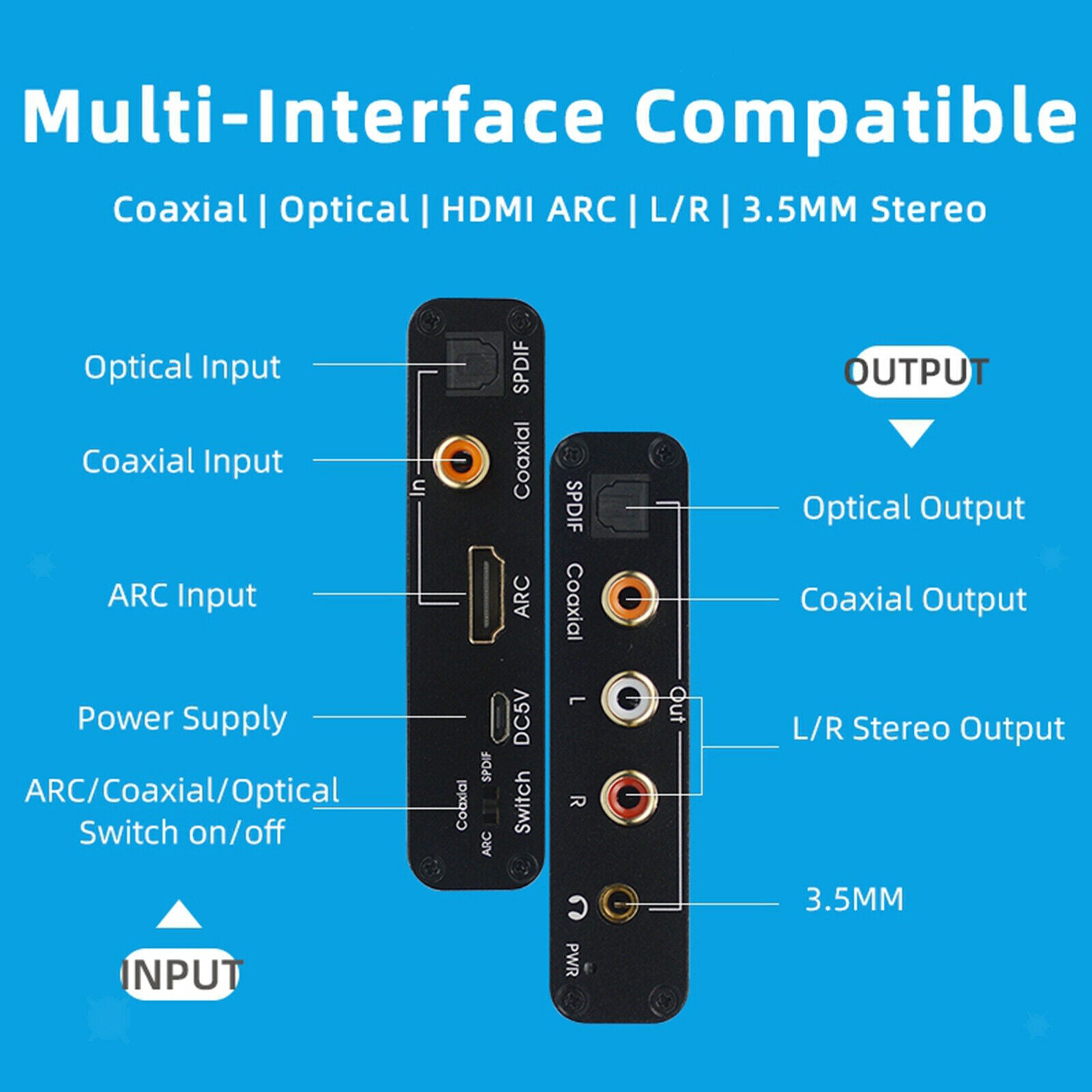 Aluminum   ARC Audio Extractor Adapter & DAC Converter for Home Theater