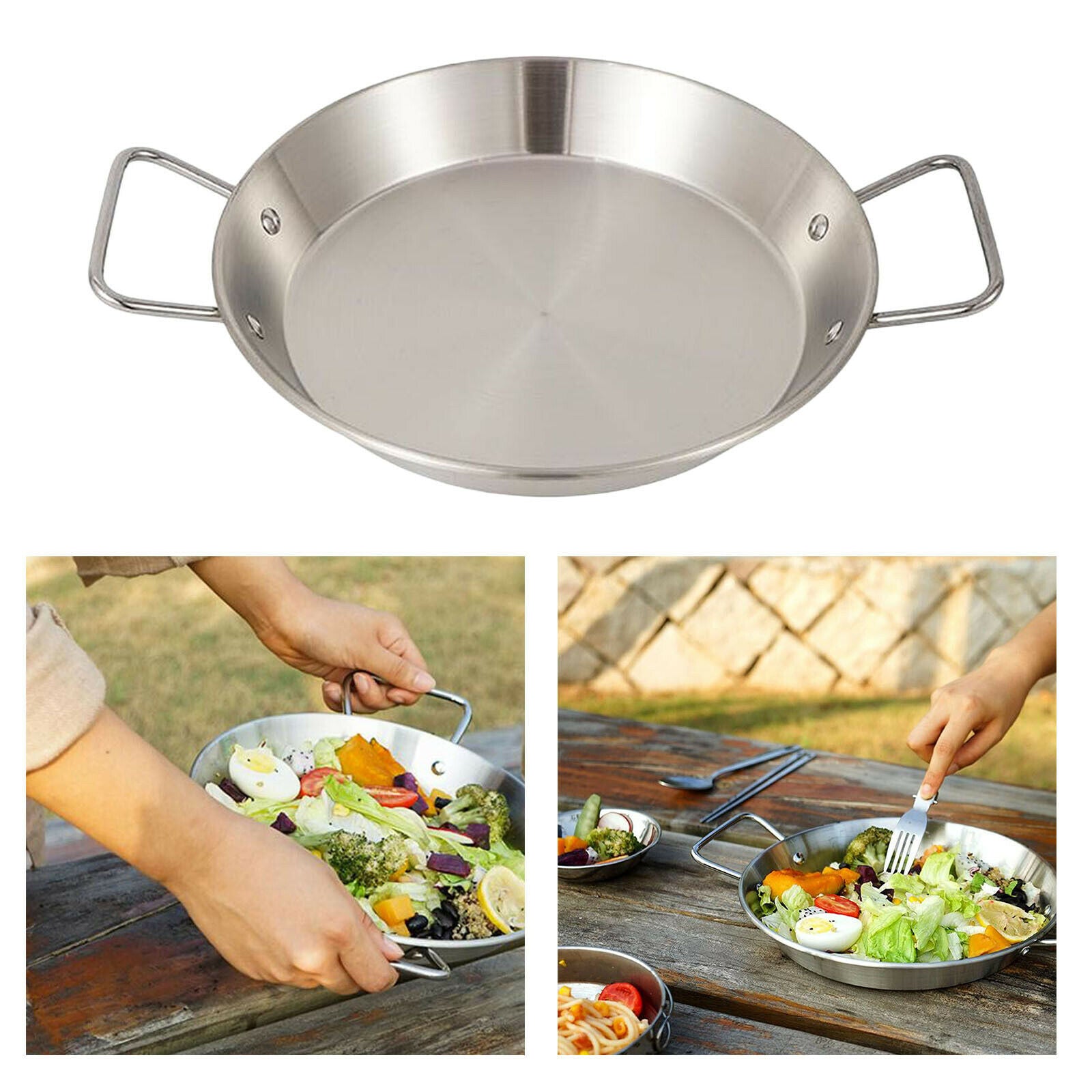 Grill Pan Stainless Steel Grill Topper Heavy Duty BBQ Grill Wok & Handles Accs