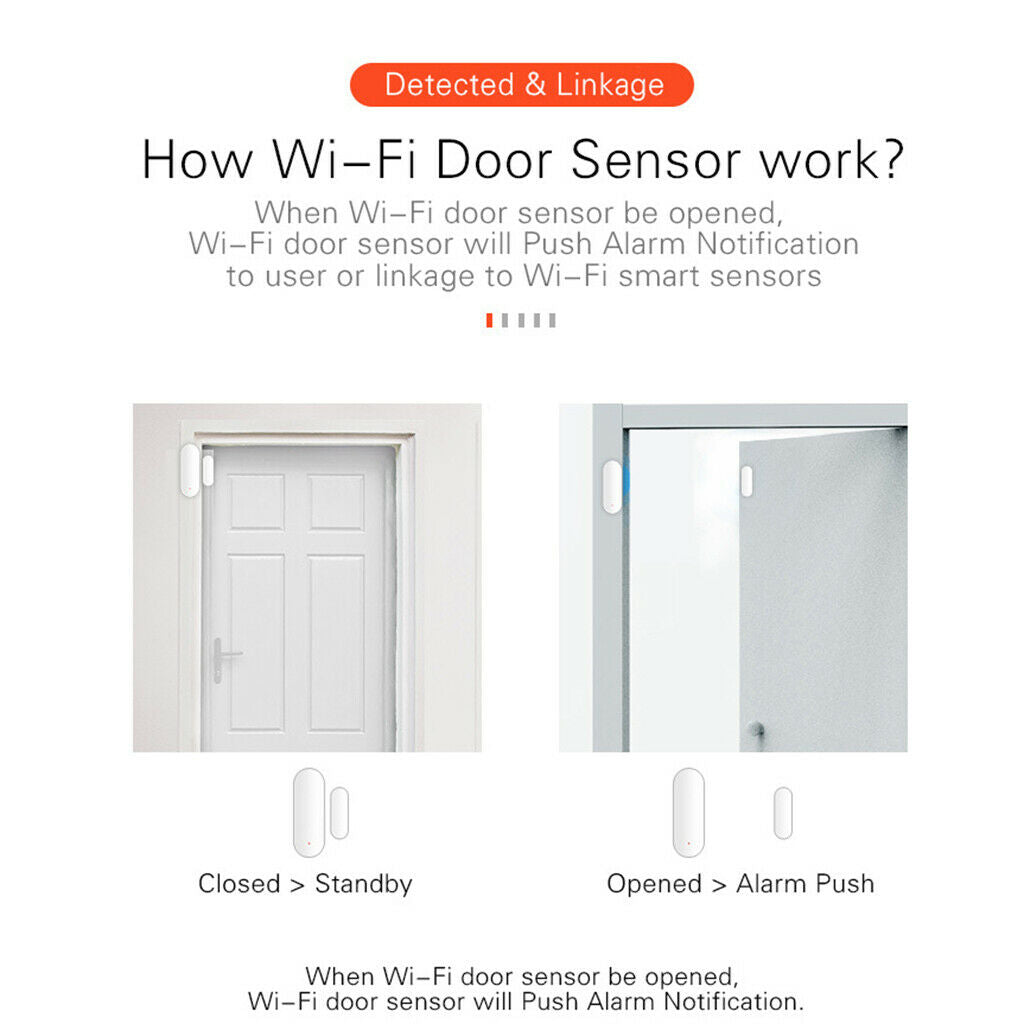 Smart Wifi Door Sensor Burglar Alarm Alerts Real-Time Work for Alexa Google