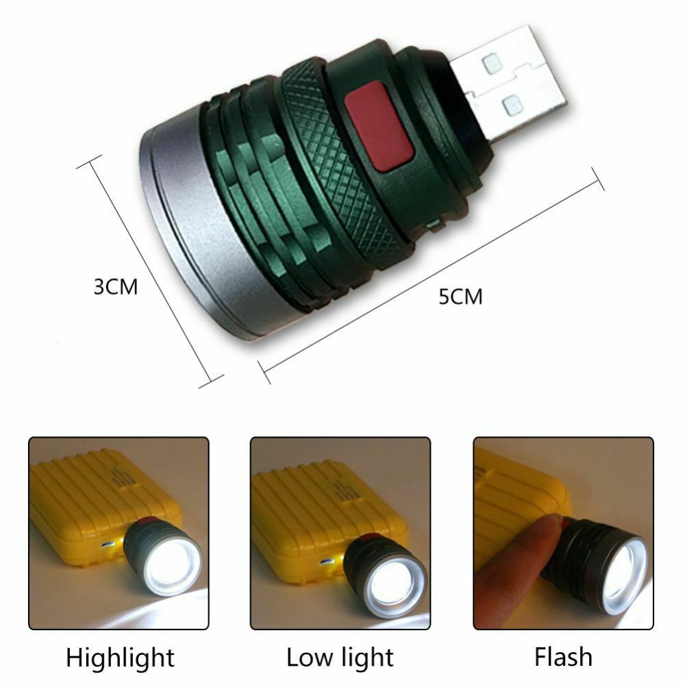 USB Flash light By USB Ultra Bright USB Flashlight 3 modes Mini Zoomable