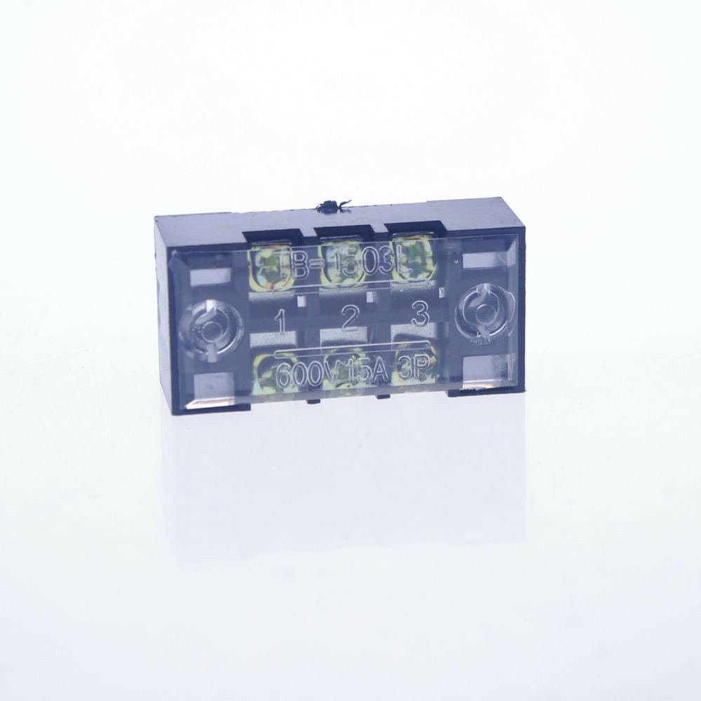 (5)3 Position/Poles 6 Holes Screw Terminal Blocks Covered Barrier Strip 600V 15A