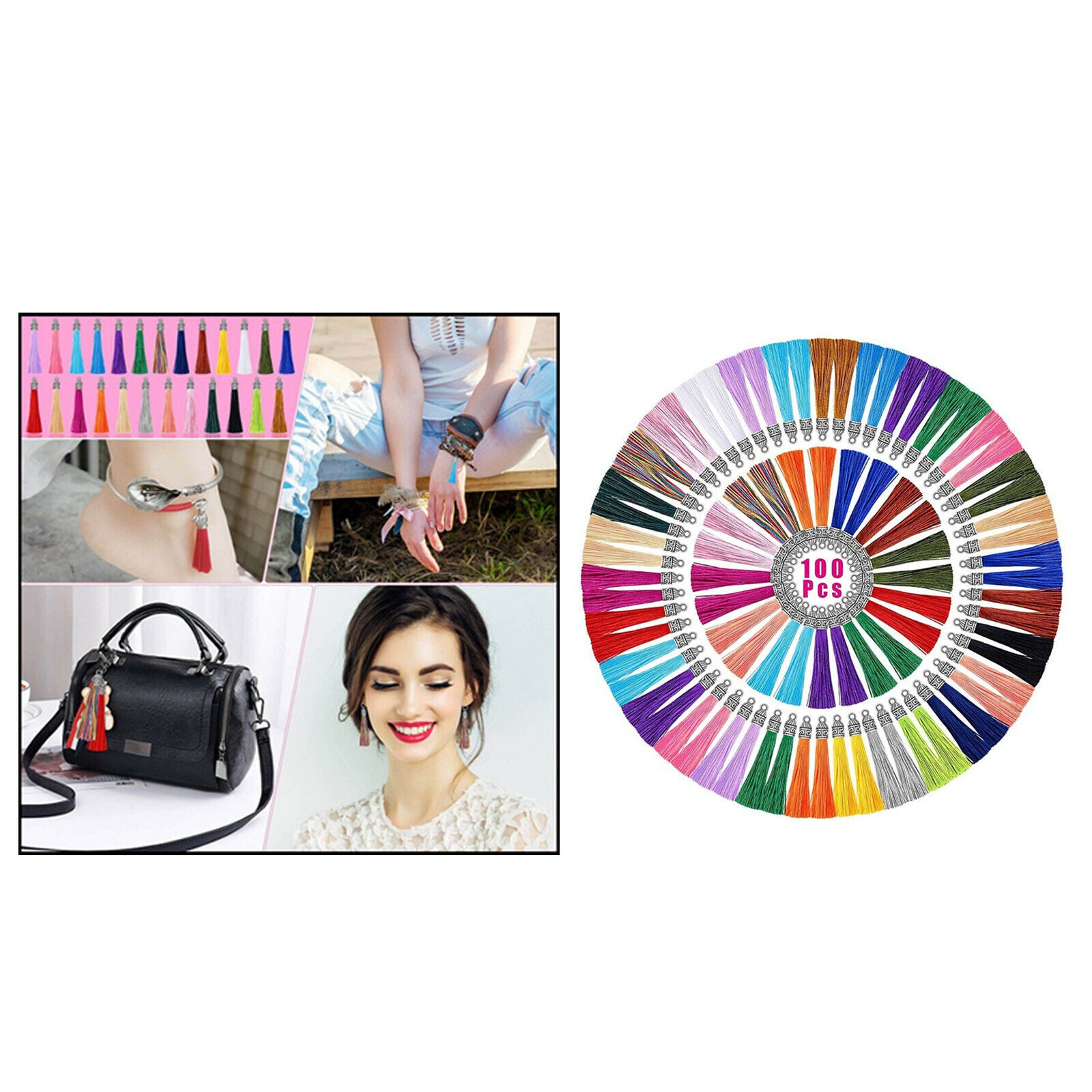 100/Set Bulk Tassel Pendant DIY Projects Keychain Purse Jewelry Supplies