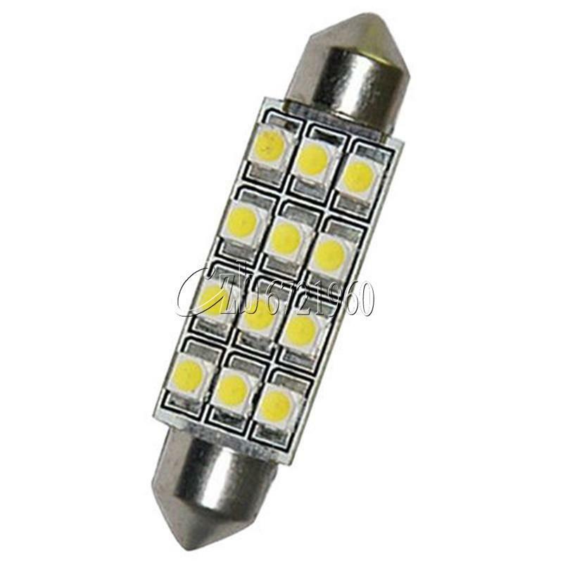 4PCS Car Dome 12 LED 3528-SMD  Bulb Light Interior Festoon Lamp 42mm White