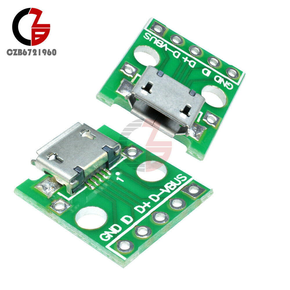 5pcs MICRO Female USB to DIP Adapter Converter for 2.54mm PCB Board DIY Power