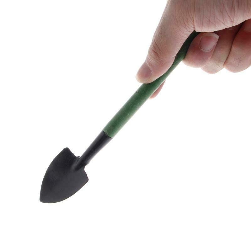3Pcs Mini Garden Gardening Plant Tools Set with Wooden Handle Shovel Spade Rake