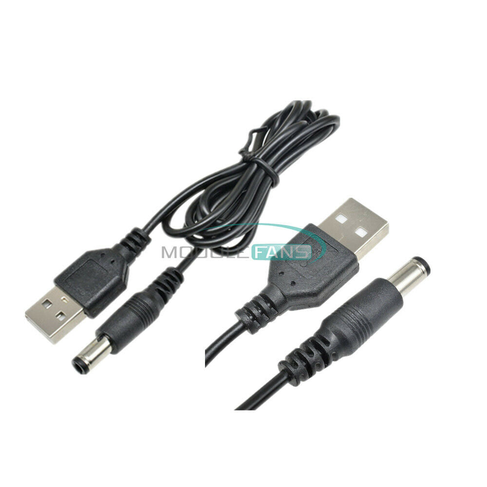 2PCS USB 2.0 to DC USB to power line Cable MCU Power Supply 5.5mm X2.5mm 5.5X2.1