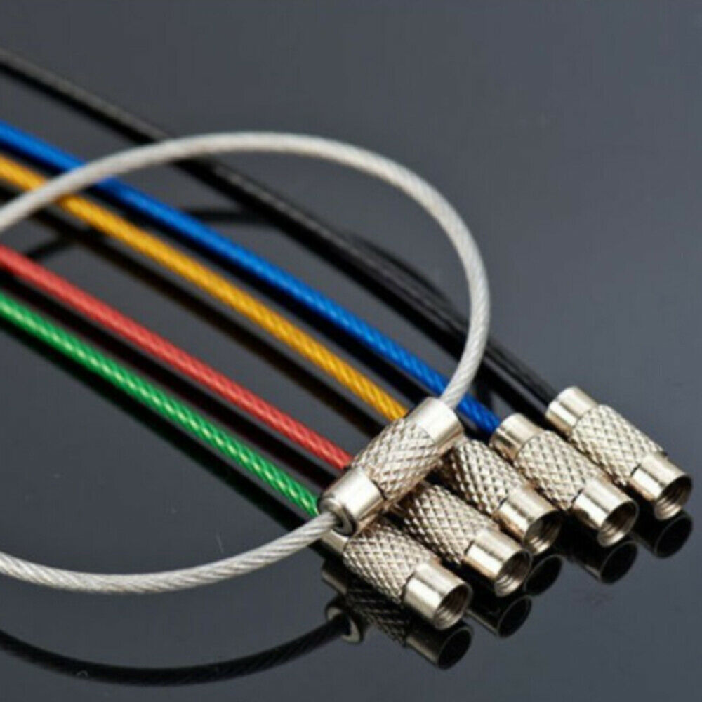 5Pcs EDC Keychain Carabiner Key Holder Wire Keyrings Cable Rope Screw Locking