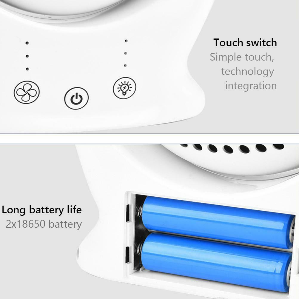 Bladeless Fan LED Nihgt Light USB Rechargeable Outdoor Home Electric Fan