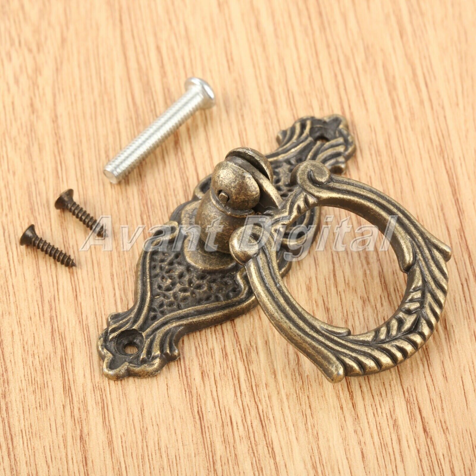 65*48mm Furniture Kitchen Cabinet Retro Pull Handle Jewelry Chest Ring Knob 1Pc