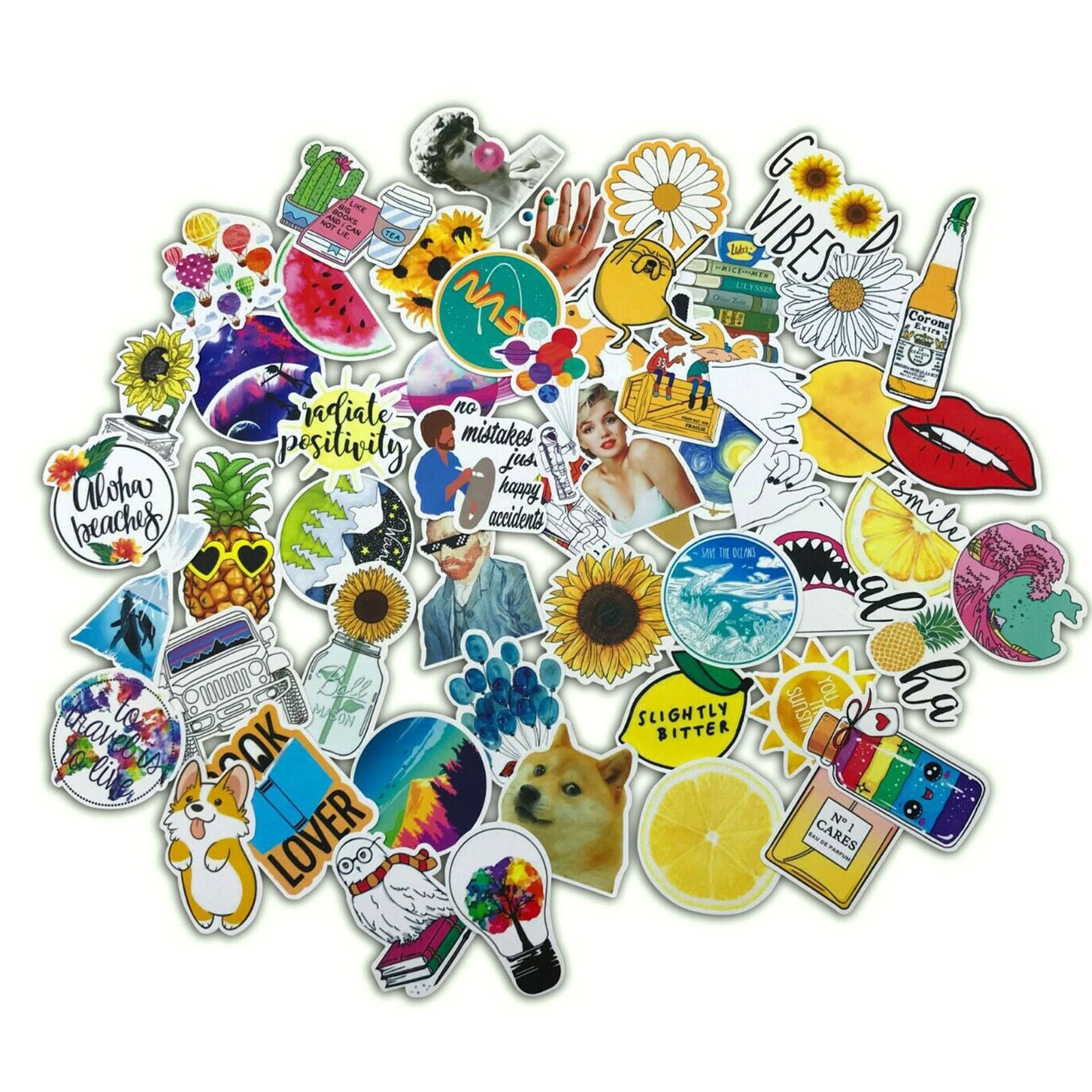 53 PCS Cute Funny Life Lot Skateboard Stickers Vinyl Laptop Luggage Decals Dope