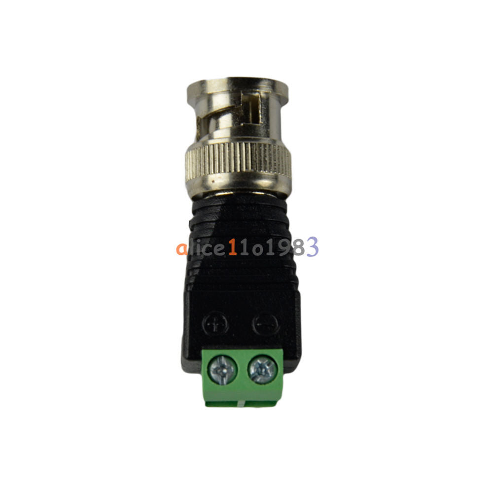 2PCS BNC Male CAT5 CCTV Video Adapter Coaxial Coax Balun Camera TV Connector