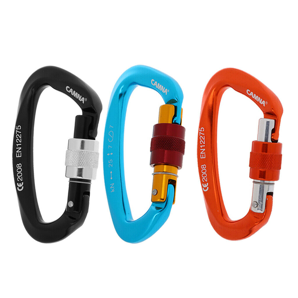 3 X Light Screw Carabiner Climbing Hook Snap Hook, Red + Blue +