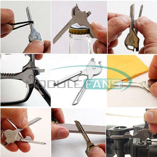Stainless Steel 6-in-1 Utili Key Tool Keyring KeyChain Multifunction MF