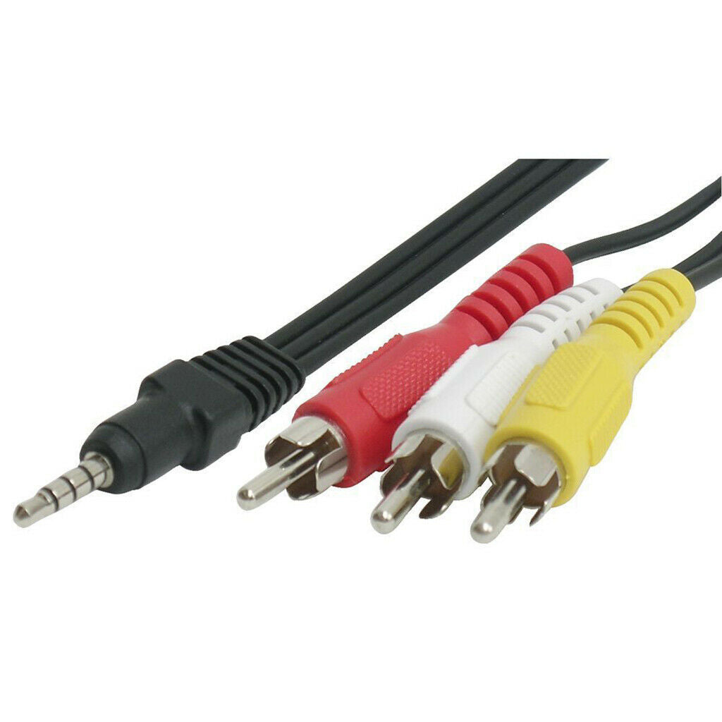 3.5mm 4 Pole Jack Plug to 3 RCA/PHONO Male AV Cable/Lead Car TV Video Camera