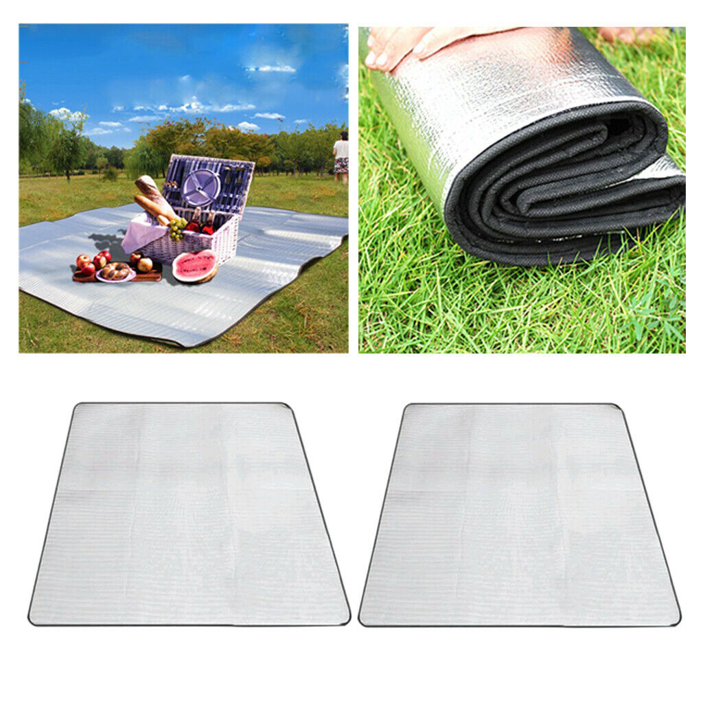 2pcs Aluminum Foil Sleeping Mattress Mat Pad Camping Picnic Ground Sheet 200x200