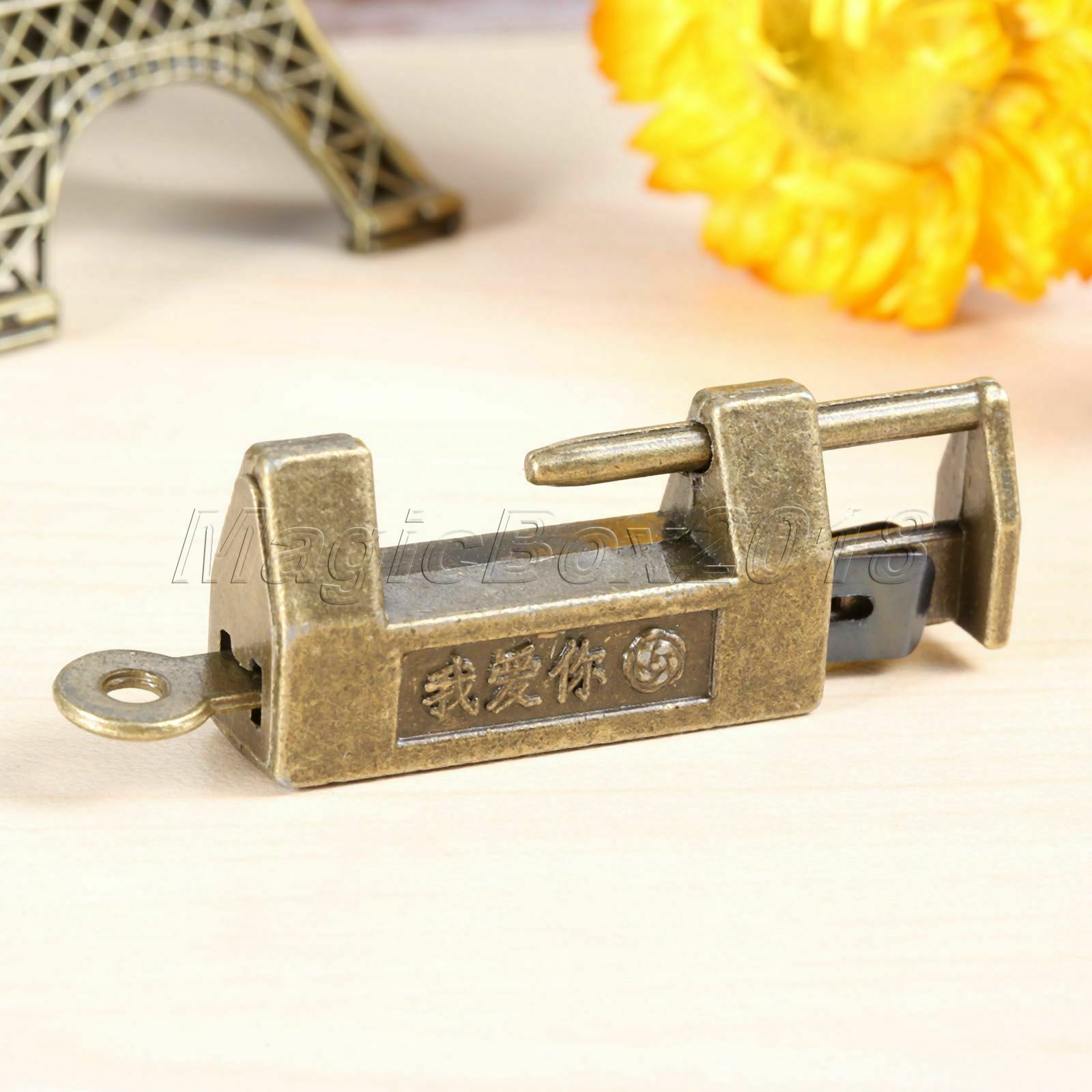 Classic Old Chinese Love Word Padlock Jewelry Box Drawer Lock Dressing Box Decor
