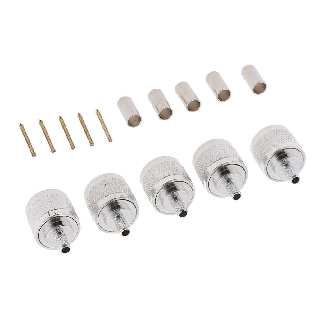 5Pcs BNC Male Plug Straight Crimp for RG58 RG142 CNT195 Rf Adapter Connector