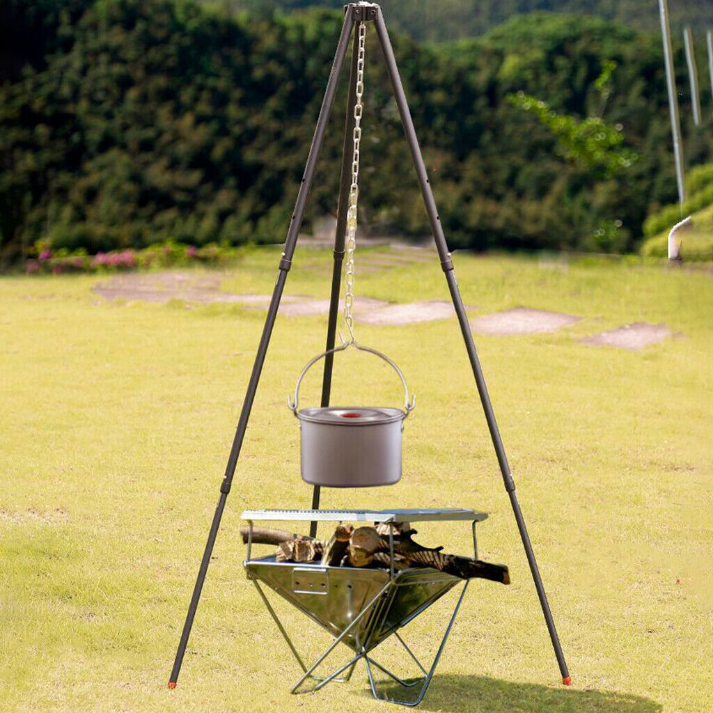 Camping Tripod with Adjustable Hang Chain for Campfire Picnic Pot Grill Accs