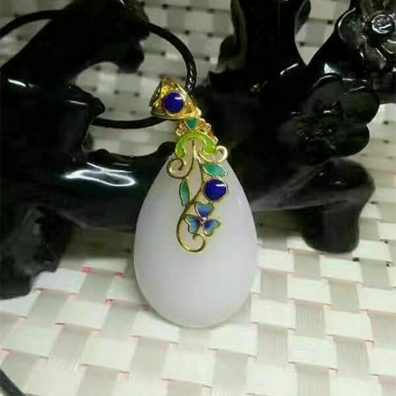 100% Natural Drop shape Xinjiang Kunlun white jade drop pendant AAA