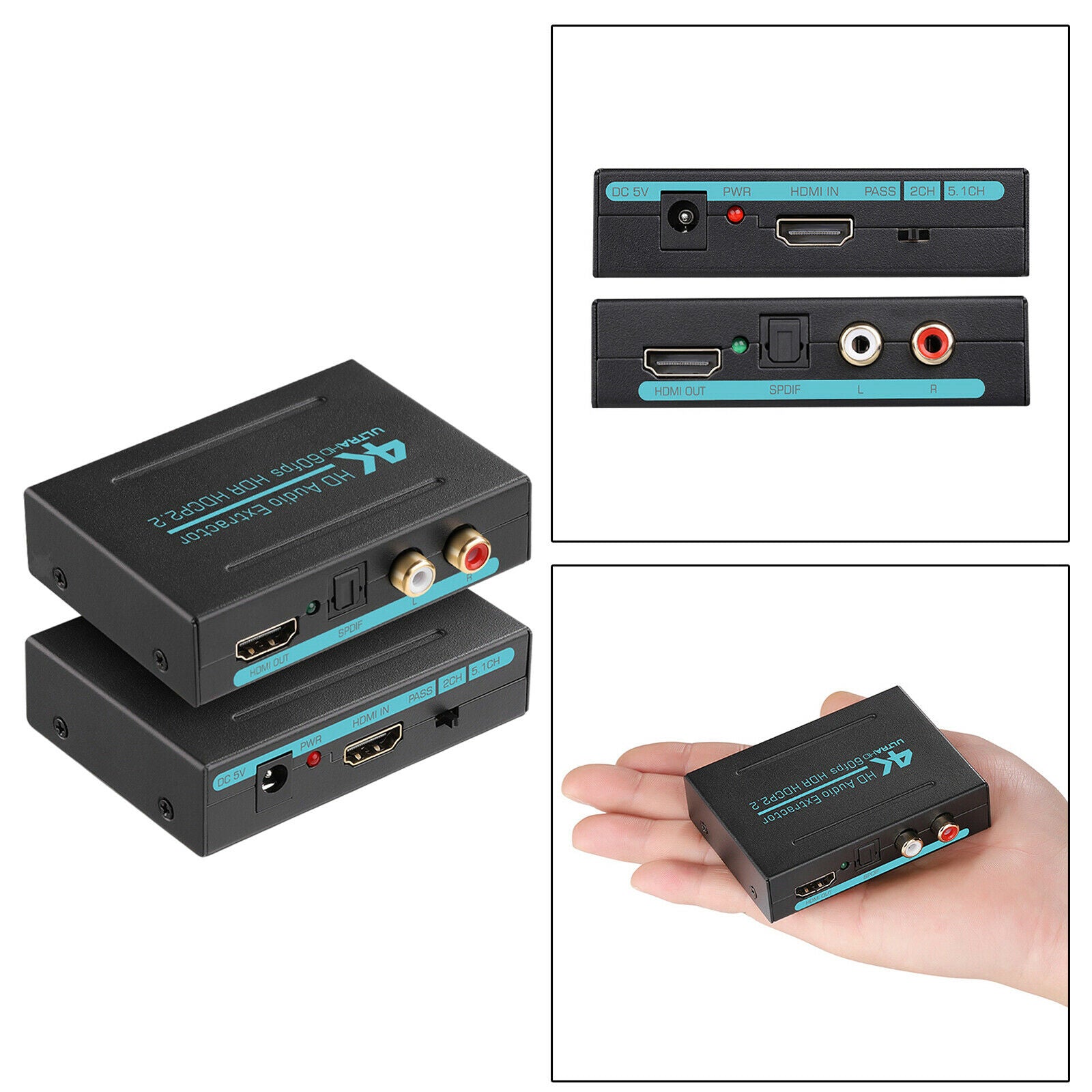 4K HDMI 2.0 Audio Extractor Splitter Converter 3 Audio Mode Wide Compatible