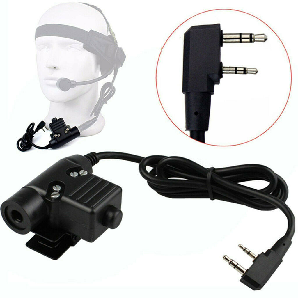 2 Pin Plug   U94 Headset Cable Adapter & PTT for Kenwood Radios