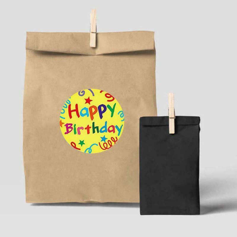 1 Roll 8 Styles Happy Birthday Round Stickers Party Gift Packaging Seal Labels