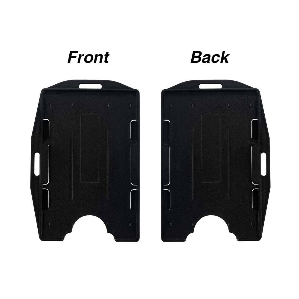 2 Pack Card ID Holder with Retractable Badge Reel Carabiner & Belt Clips Black