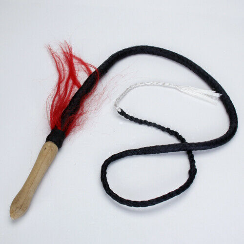 6ft Black Braided Leather Hunting Whip Bullwhip Handle