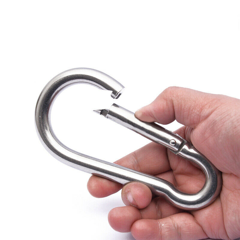 5PCS Marine Grade Stainless Steel Spring Snap Hook Safety Lock Carabiner 100MM