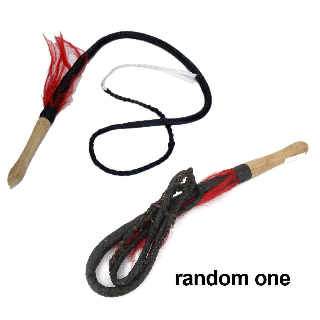 6ft Black Braided Leather Hunting Whip Bullwhip Handle