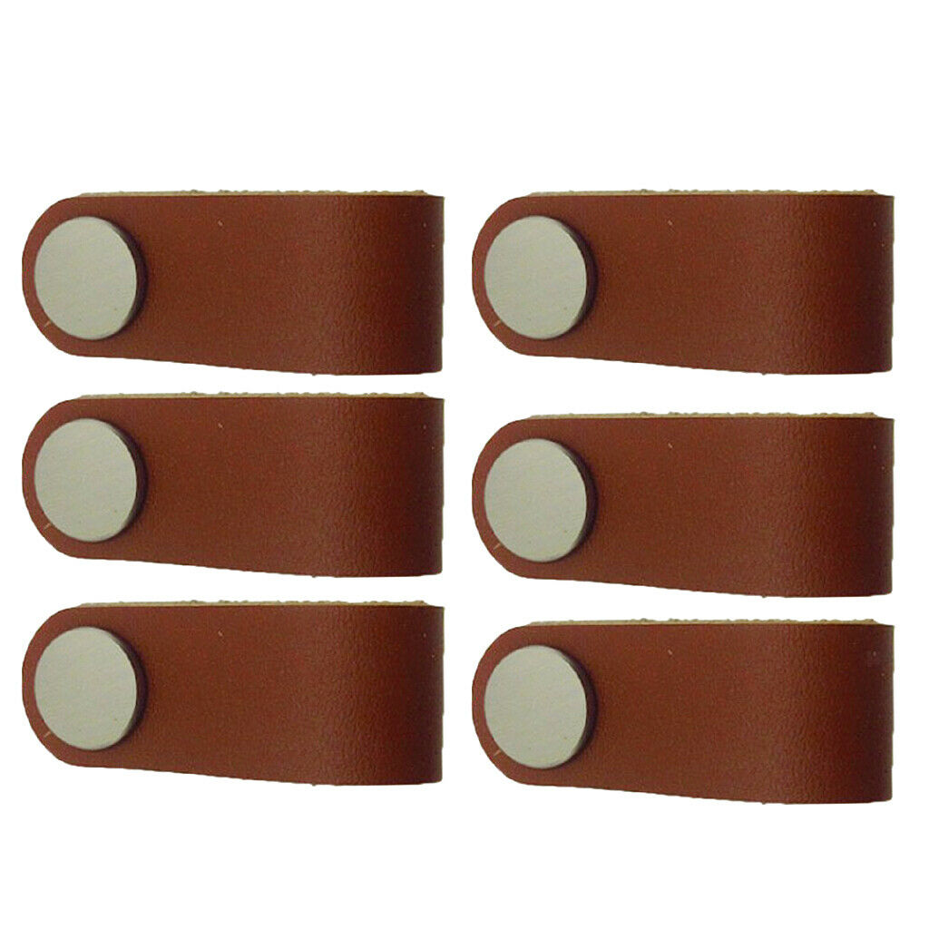 6x Handmade Leather Door Handles Cabinet Drawer Dresser Leather Pull Knobs