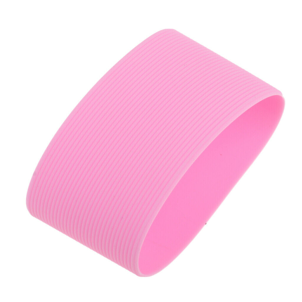 Outdoor Silicone Round Non-slip Water Bottle Mug Cup Sleeve Cover pink