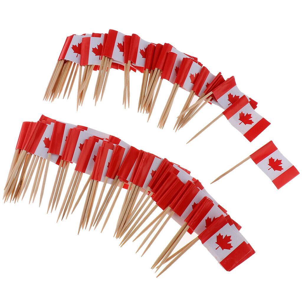 100 x Wedding Creative Flag Toothpicks Cocktail Decor Bar Sports- Canada