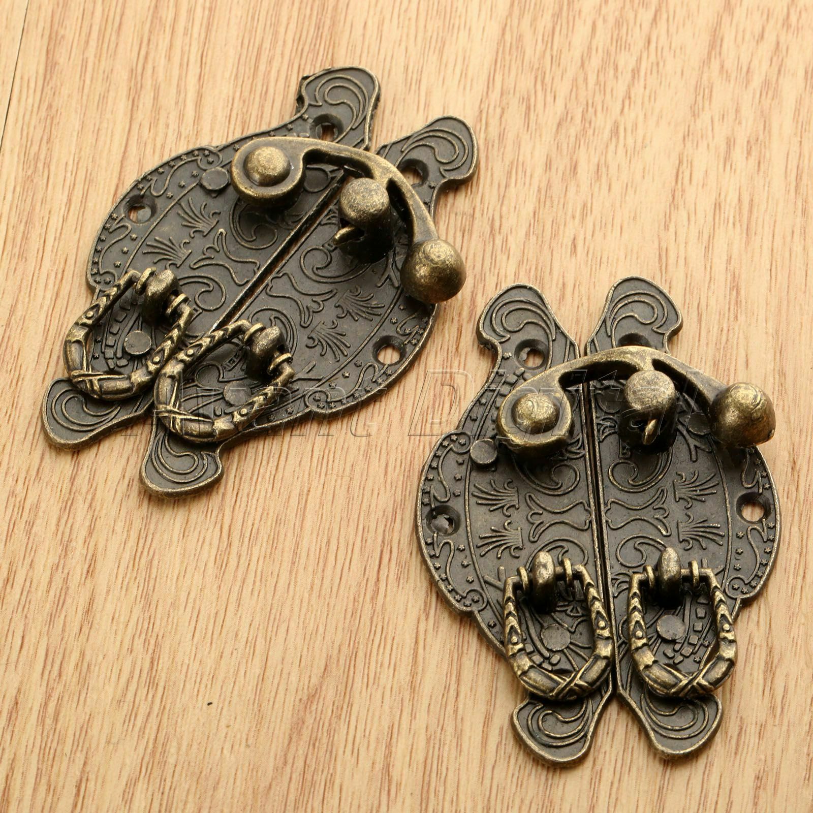 2x Metal Toolbox Cabinet Jewelry Gift Wood Box Latch Clasps Hasps Latch Hardware
