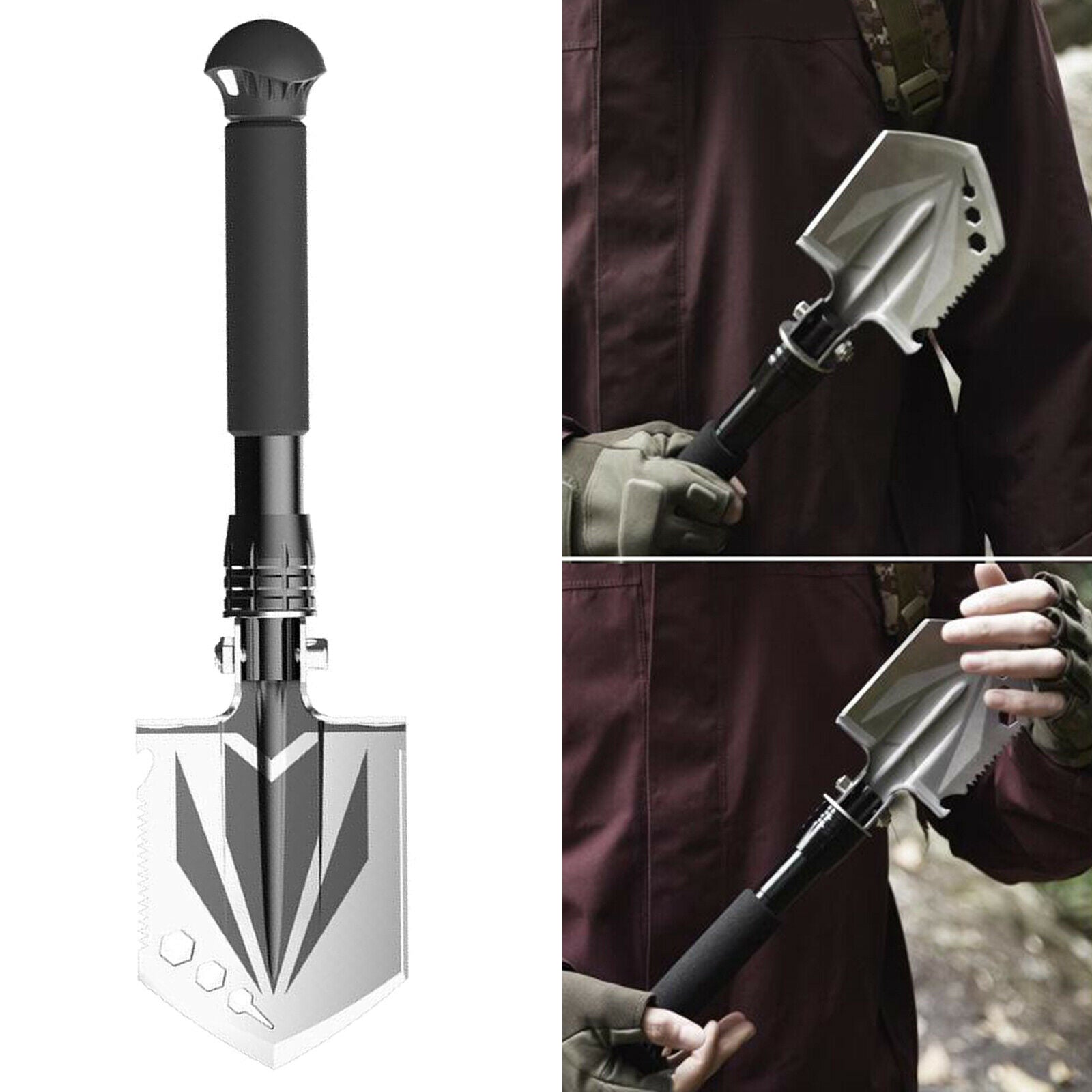 Folding Camping Shovel Survival Axe with Sponge Handle Digging Chipping