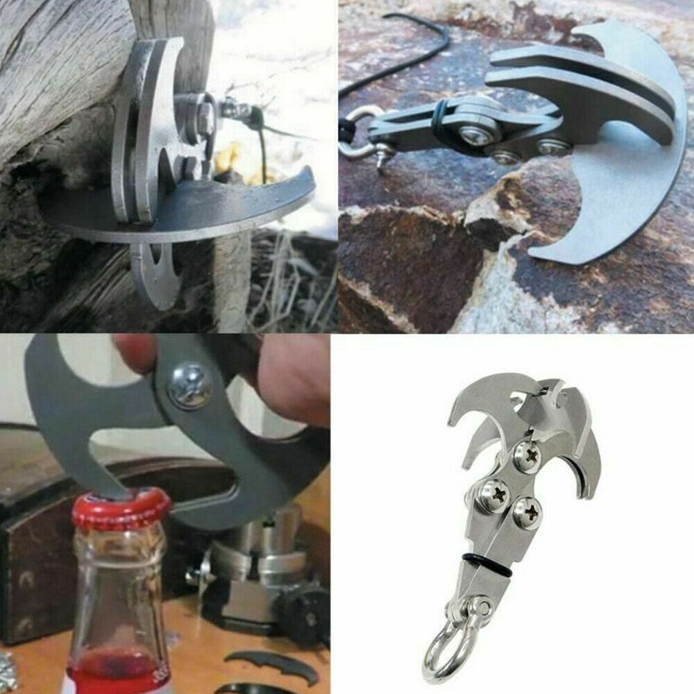 Stainless Steel Gravity Hook Claw Grappling Survival Carabiner Climbing Tools