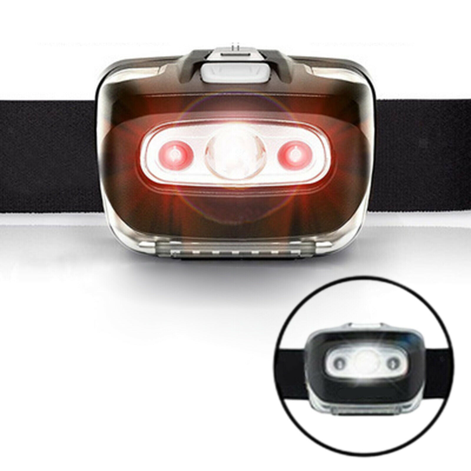 Removable LED Headlamp Handsfree Head Torch for Running Hiking Cycling