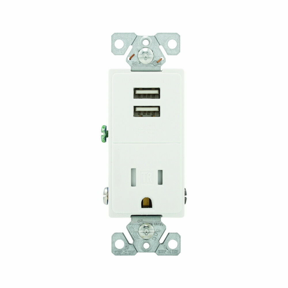 1pcs - EATON TR7741W 15A 125V NEMA 5-15R USB 2.4A 5V charger with receptacle
