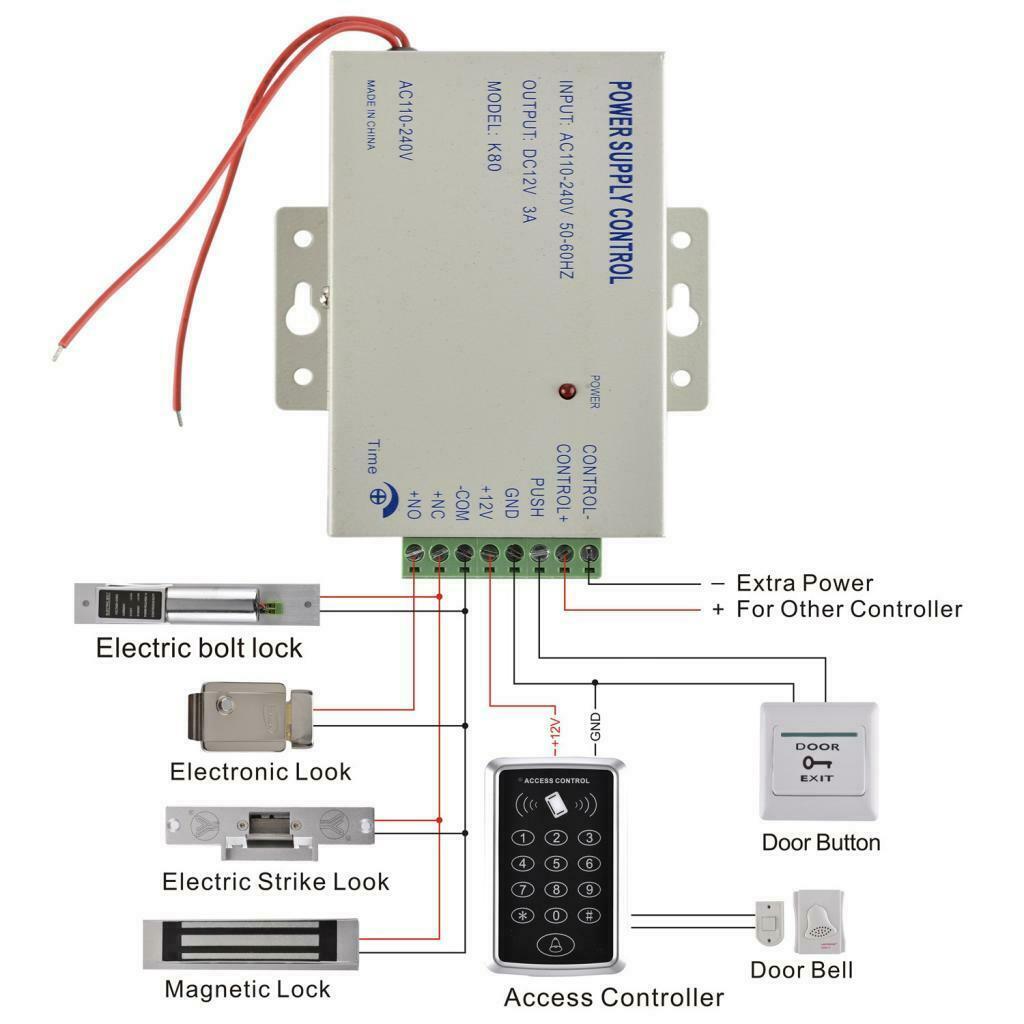 DC 12V Keypad Security Entry Door Reader EM Card Access Control 10 Keyfobs