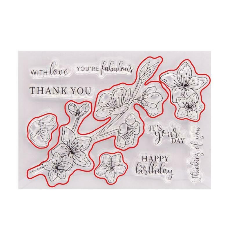 Flower Thank You Seal Stamp with Cutting Dies Stencil Set DIY Scrapbook Emboss