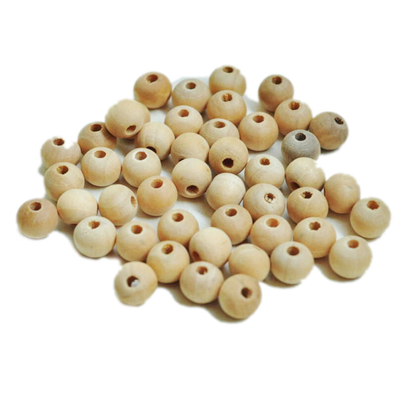 100 x 10mm Round Wood Spacer Bead Natural Unpainted Unfinished Wooden Bead.l8
