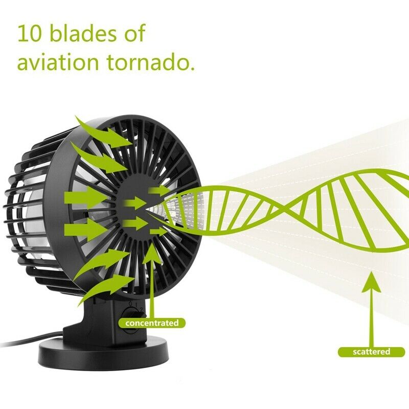 Personal Mini USB Fan Noiseless Table Desk Fan with Dual Blades For Home OfficY4