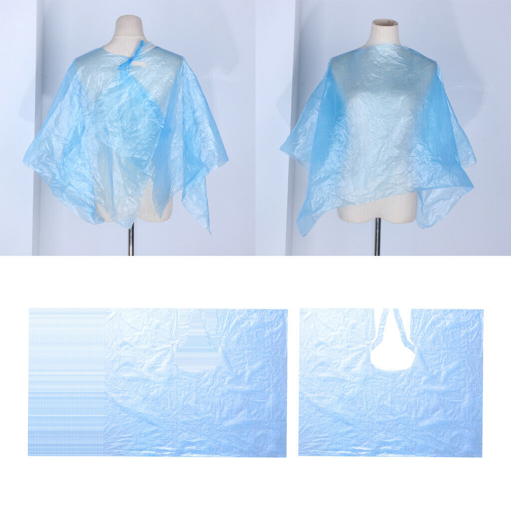 100-pack Transparent Disposable Hair Cutting Capes Set Salon Gown Unisex